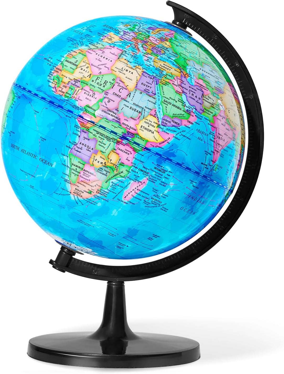 - 10in Kids Globe, Educational Geography Tools with Stable Thickened Base, 360° Rotating Globe for Learning, Classroom & Home School Supplies & Gifts