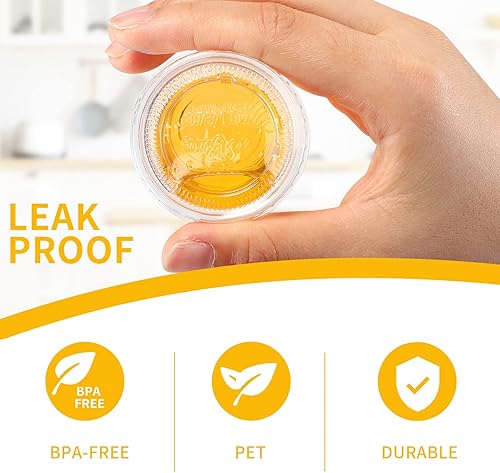 Miniatura 3 de Paquete de 1000 vasos de gelatina de 2 onzas con tapas, recipientes de plástico, vasos de porciones, desechables, para salsa de soufflé, aderezo,