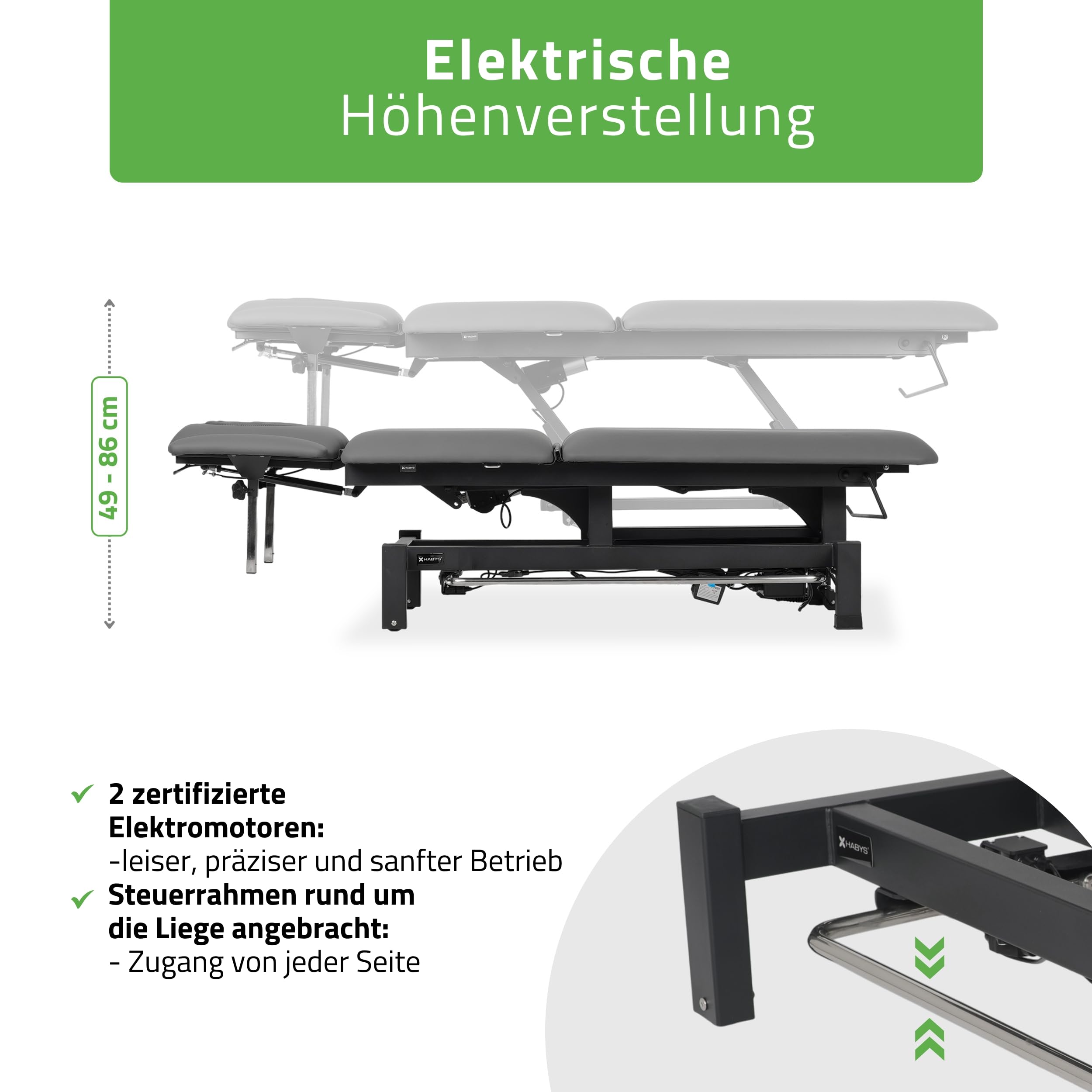 HABYS Fortis 5 Ergo | Elektrische Behandlungsliege Therapieliege Massageliege Massagebank Kosmetikliege | Höhenverstellbare 5-Segmente | 192 x 68 cm