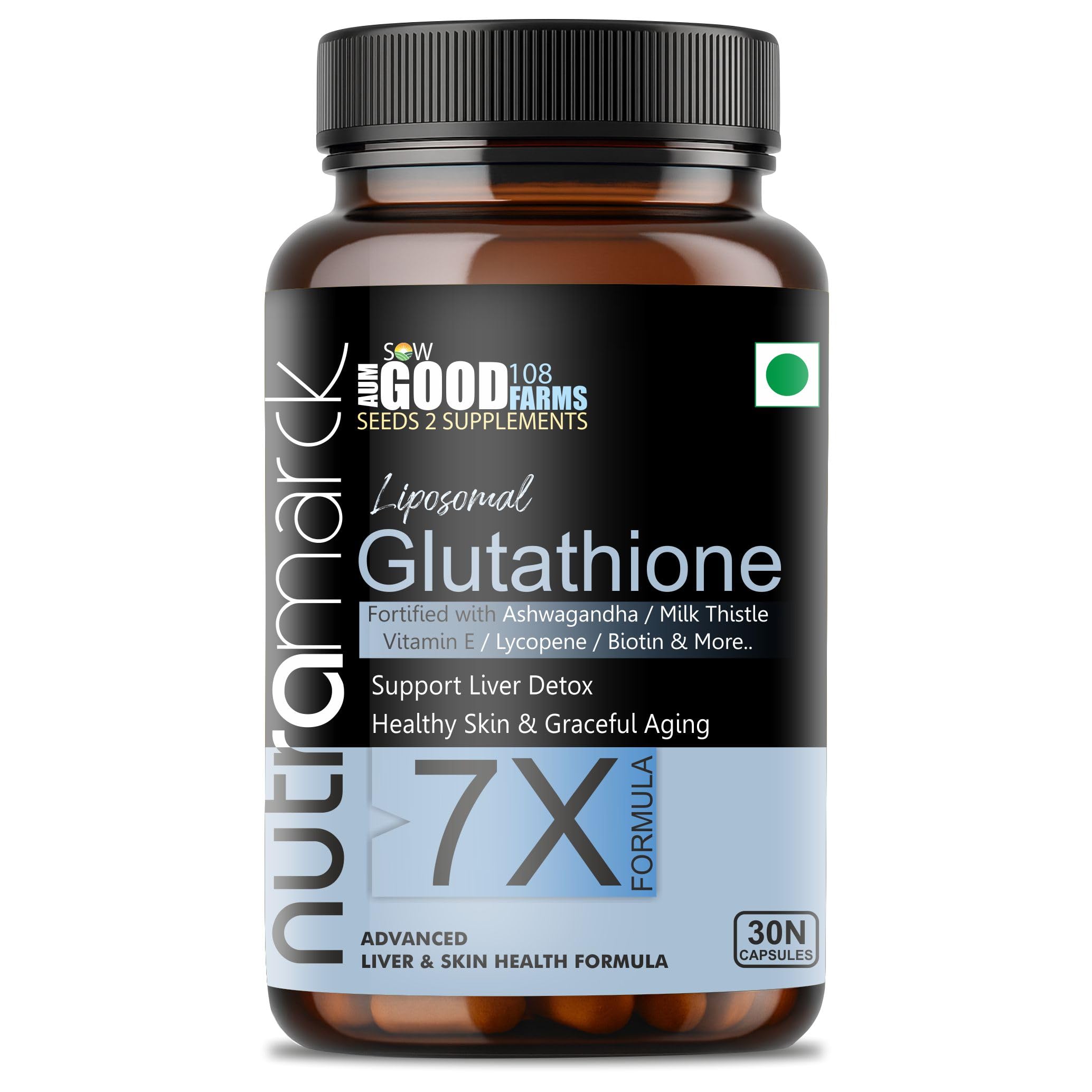 NutraMarck Liposomal Glutathione 7X Capsules for Skin Whitening & Glowing Skin | 1000mg with Vitamin E, Biotin & Milk Thistle | Antioxidant & Detox Supplement for Men & Women | (30 Count)-image-14