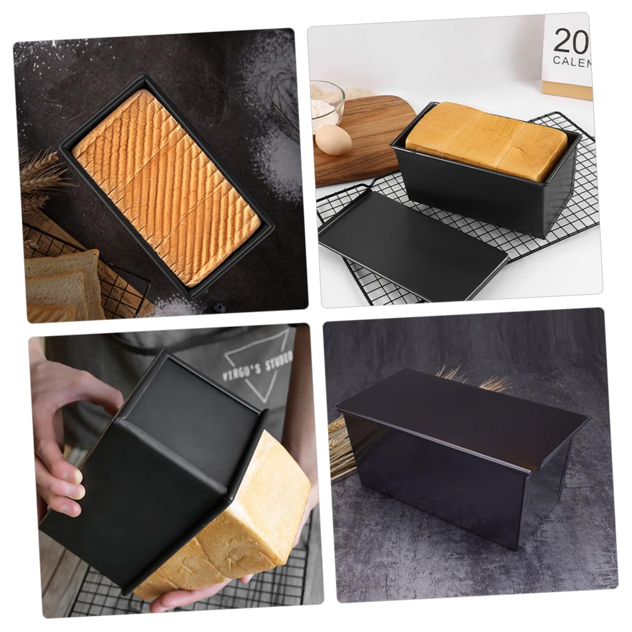 Amosfun 2 Piezas Molde Para Pan De Molde Con Tapa Para Tostadas De Cocina Para Hornear Pan Tostado Horno