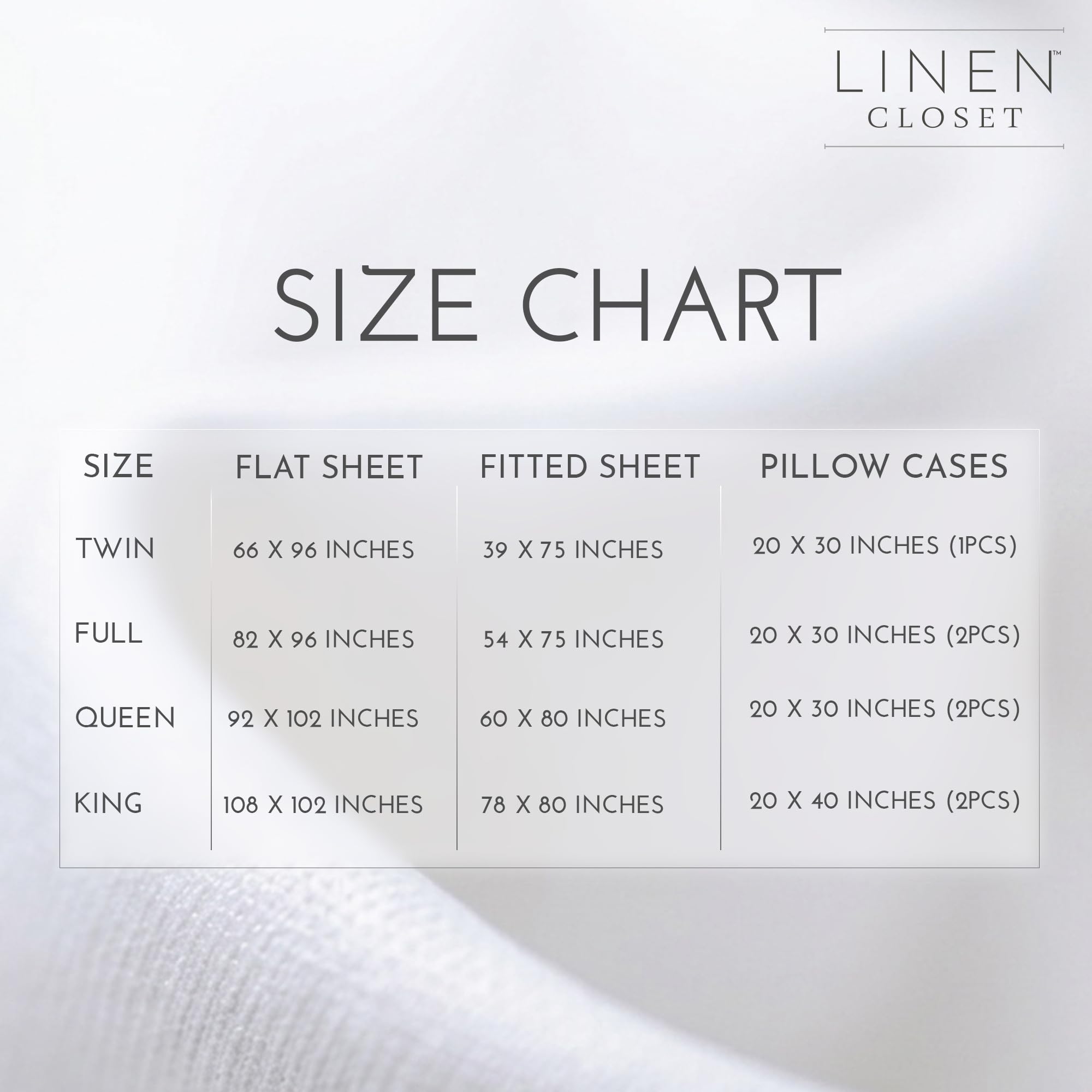 Linen Closet Juego de sábanas de algodón orgánico Blanco ártico de 4 Piezas