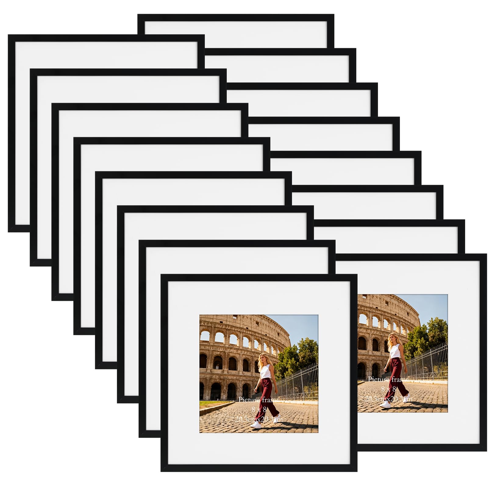 Photo 1 of Giftgarden 12x12 Picture Frame Black Set of 16, Matted to 8x8 Photo with Mat, Lightweight Square Gallery Frames for Wall Hanging Display