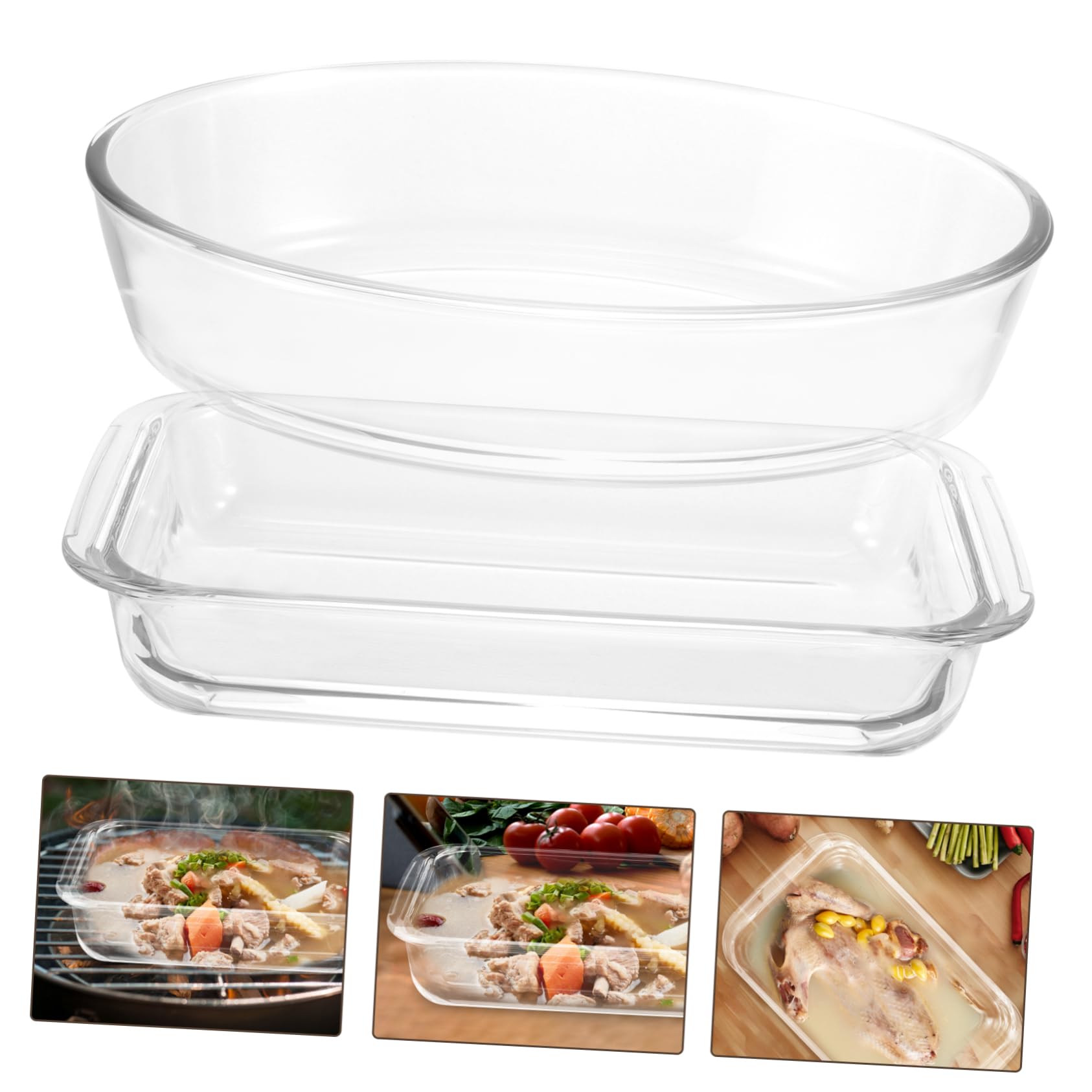 TOPBATHY 2 Stück Ofenfeste Glas Auflaufformen mit Glatter Oberfläche Hitzebeständig und Leicht zu Reinigen zum Backen und Einfrieren im Haushalt