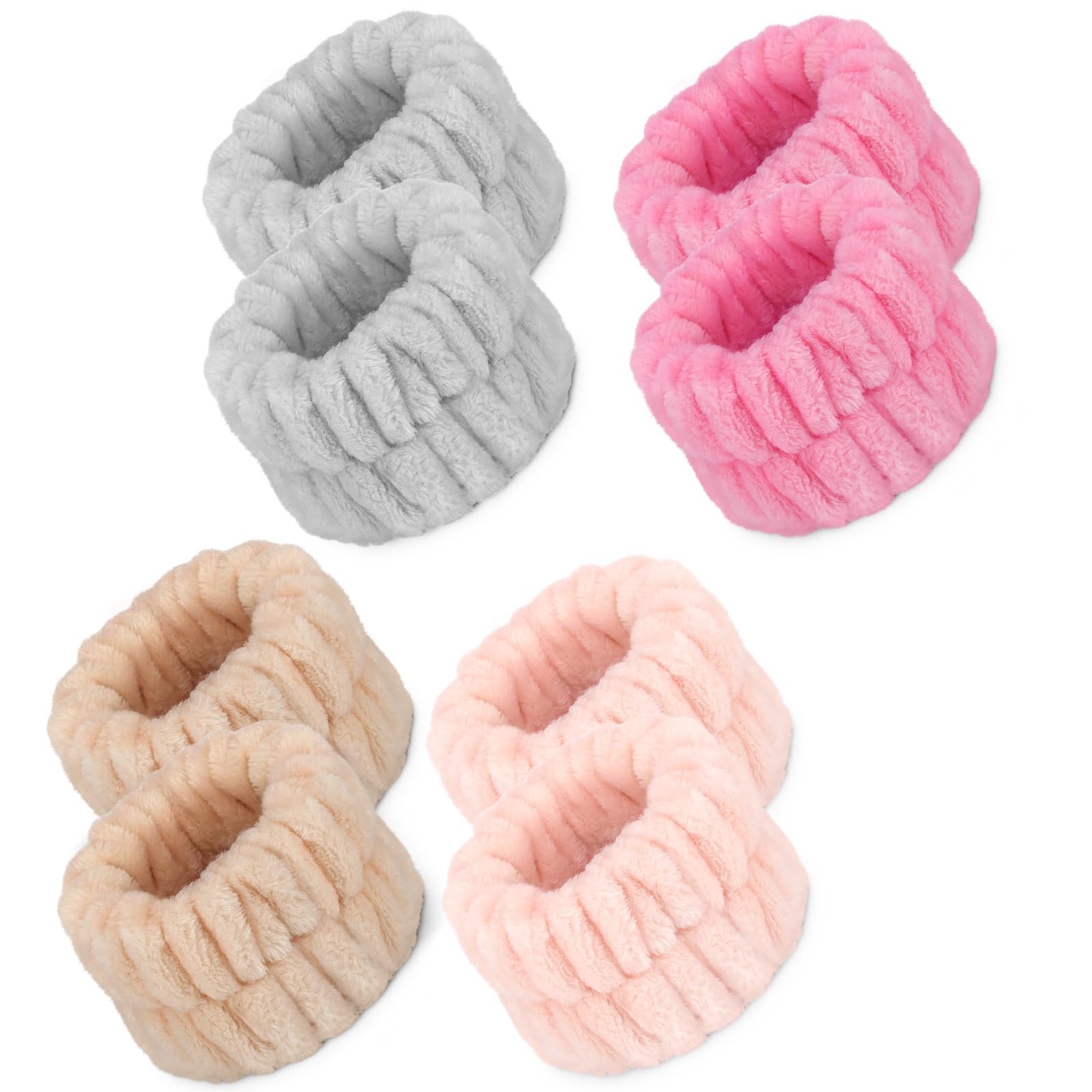 Crosize 8 Pcs Microfiber Spa Wrist Bands for Women, Yoga Enthusiasts and People Doing Housework or Sports, Absorbent Face Washing Wristbands, Prevent Water from Spilling Down Your Arms
