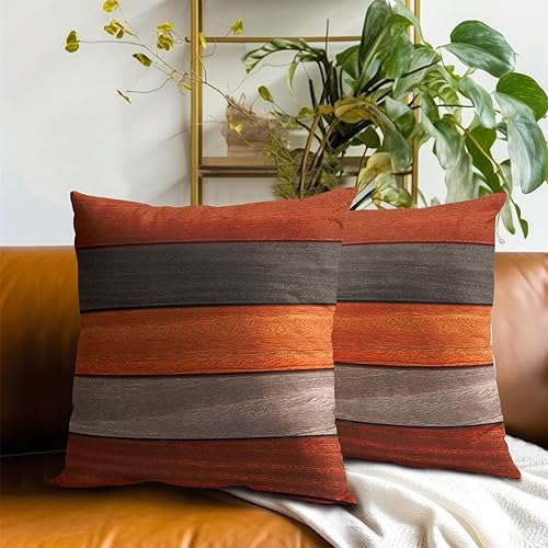 Miniatura 8 de Mweet Juego de 2 fundas de almohada de otoño, estilo tablero de madera rústica, fundas de almohada decorativas de algodón para sofá, cama, hogar,