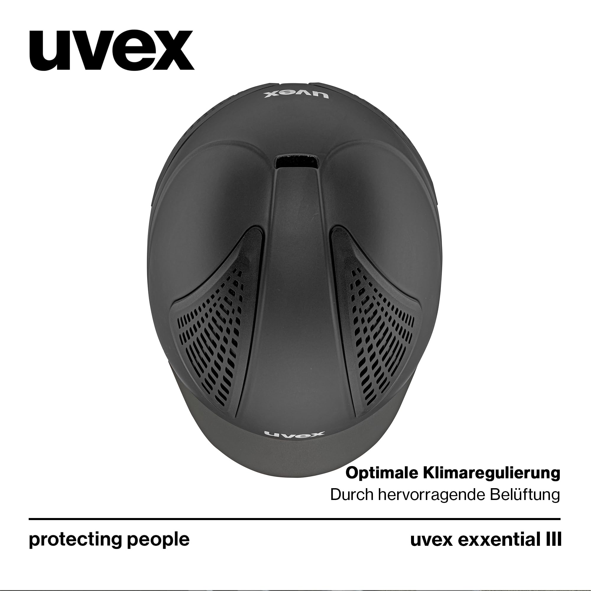 uvex exxential III - Leichter Unisex Reithelm - individuelle Größenanpassung - Black mat M-L