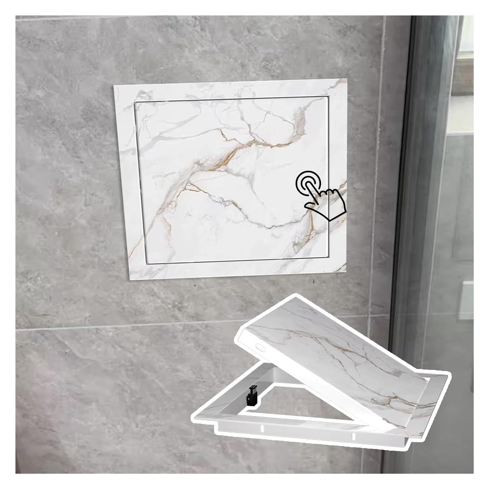 Tapa de registro para ocultar cables y tuberías con diseño de mármol elegante