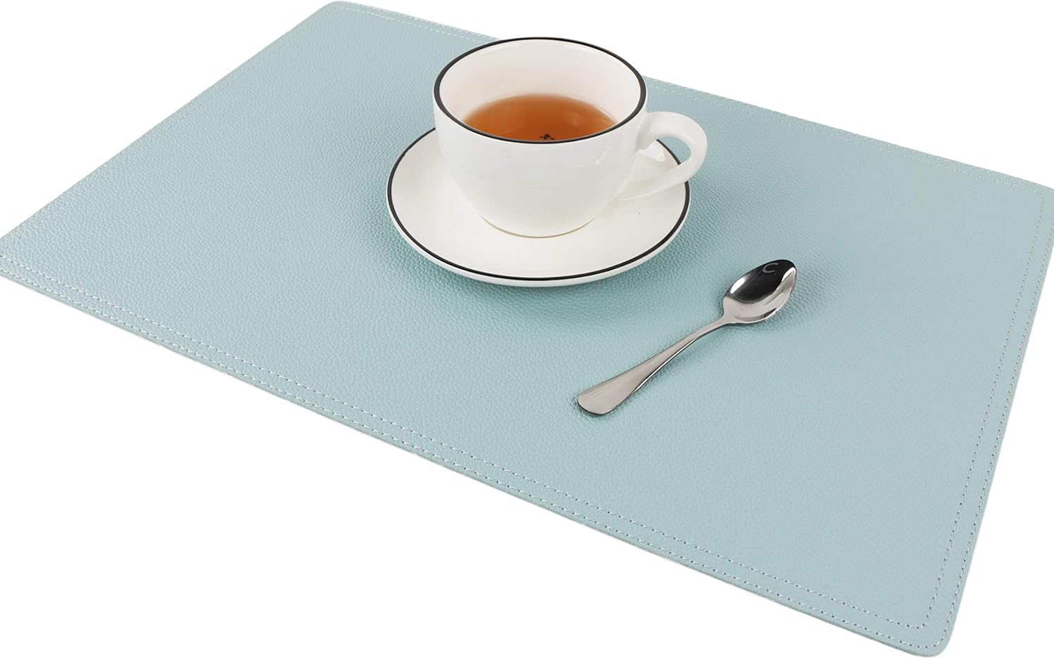 Faux Leather Placemats, PU Table Mats, Set of 4, Waterproof, Stain Resistant, Heat Resistant, Non-Slip Easy to Clean for Kitchen Dining Table,Conference Table C Teal Blue