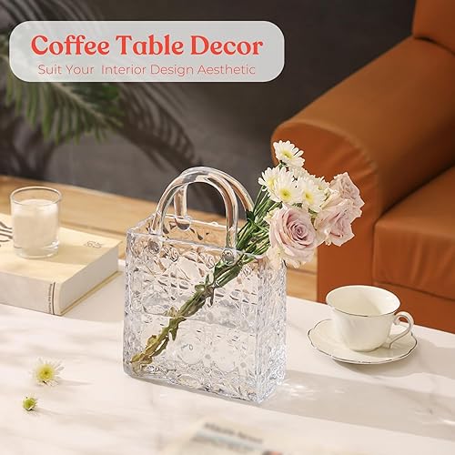 Miniatura 2 de Jarrón de bolsa, florero de bolsa de vidrio, florero de vidrio transparente, florero moderno, florero estético para flores, jarrón decorativo con