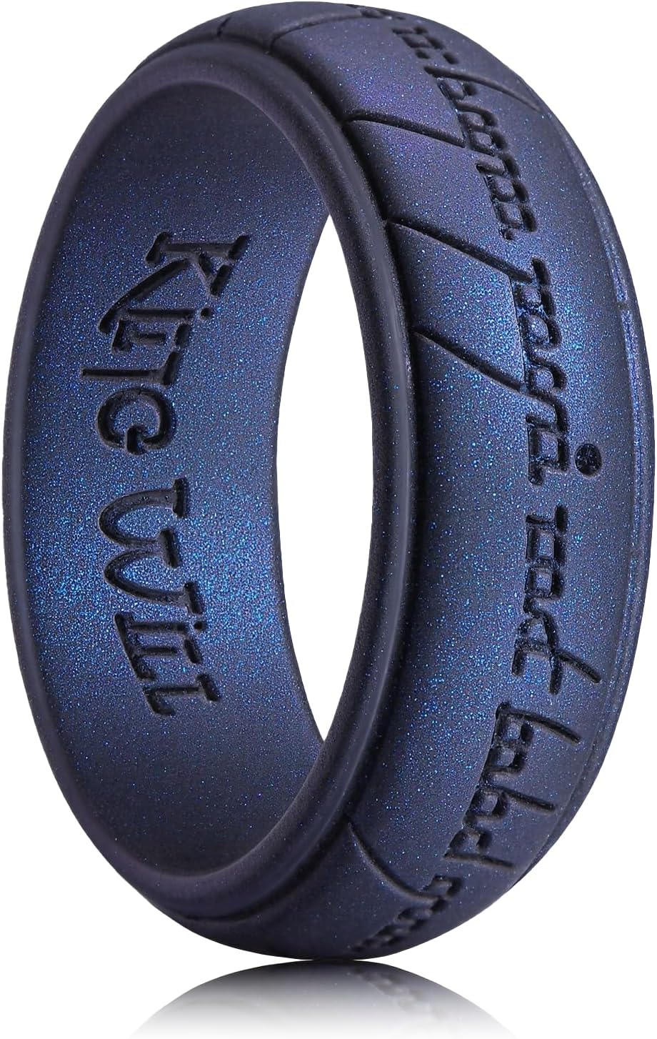 Silicone Wedding Band for Men-8mm Width, Breathable Rubber Wedding Ring with Unique Pattern Design Comfort Fit