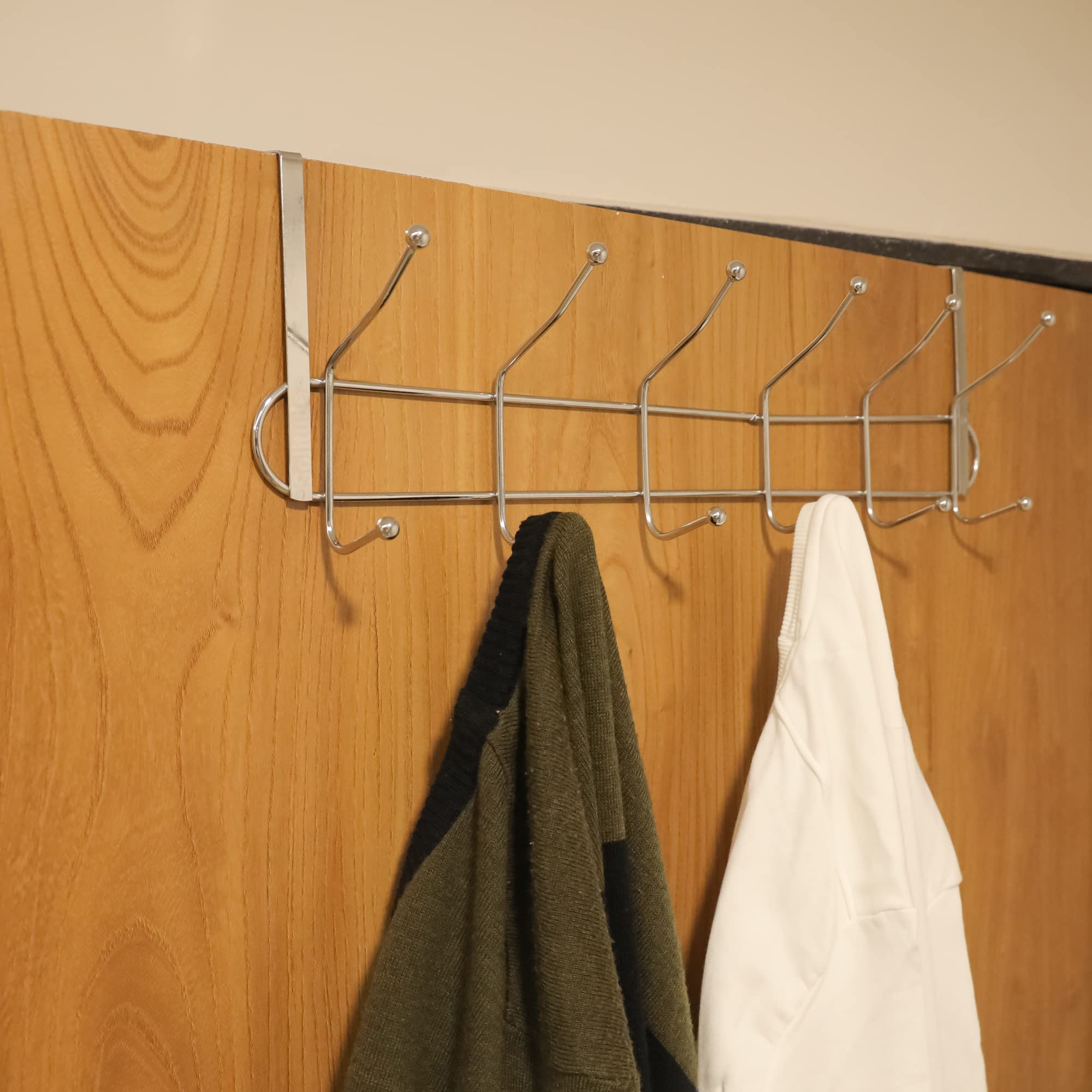Solitude Over Door Hanger for Cloths | Drill Free Door Handing Hooks Suitable for Kitchen, Bathroom, Bedroom | Coat, Scarf, Towel Holder | Removable Door Hanger (Steel, Silver Color) (Pack of 1) (B0BZ3L35XW) Amazon Price History, Amazon Price Tracker