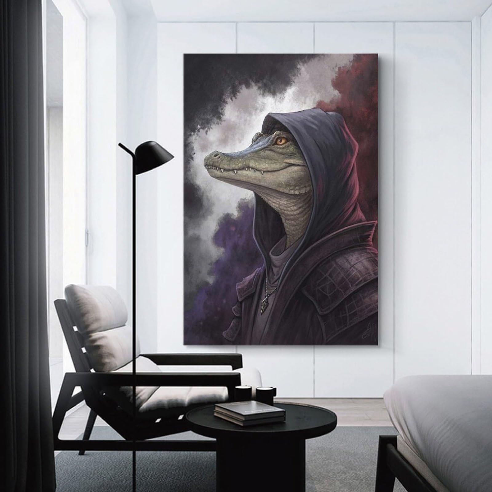 Junmoney Mysterious Alligator Wizard Home Decor Wall Art, 24x36inch(60x90cm), for Apartment Walls, Studios Or Work Areas, Stylish Wall Art for Fresh Spaces