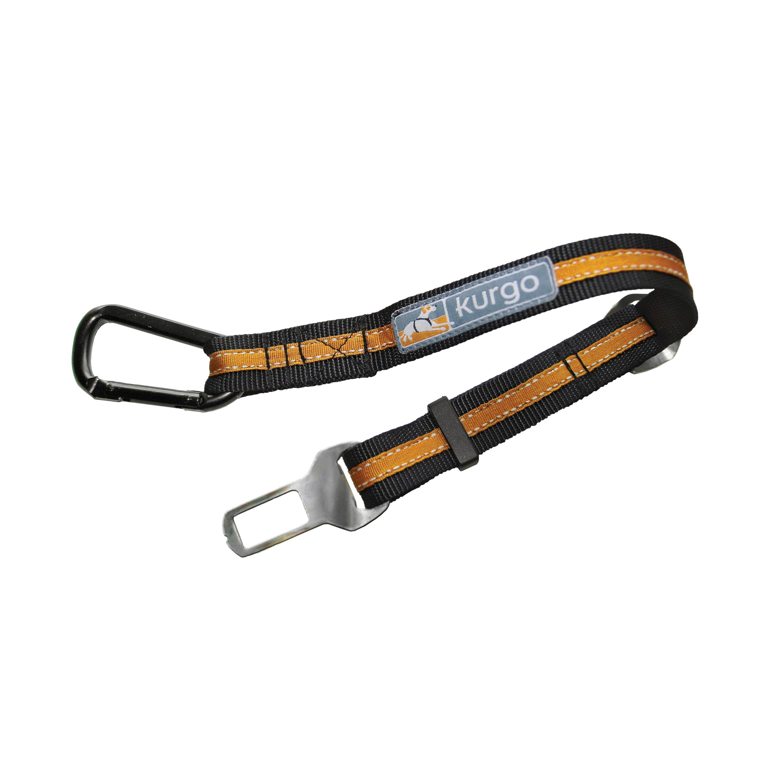 Kurgo Direct to Seatbelt Tether for Dogs, Car Seat Belt for Pets, Adjustable Dog Safety Belt Leash, Quick & Easy Installation, Works with Any Pet Harness, (Carabiner Clip, Orange)