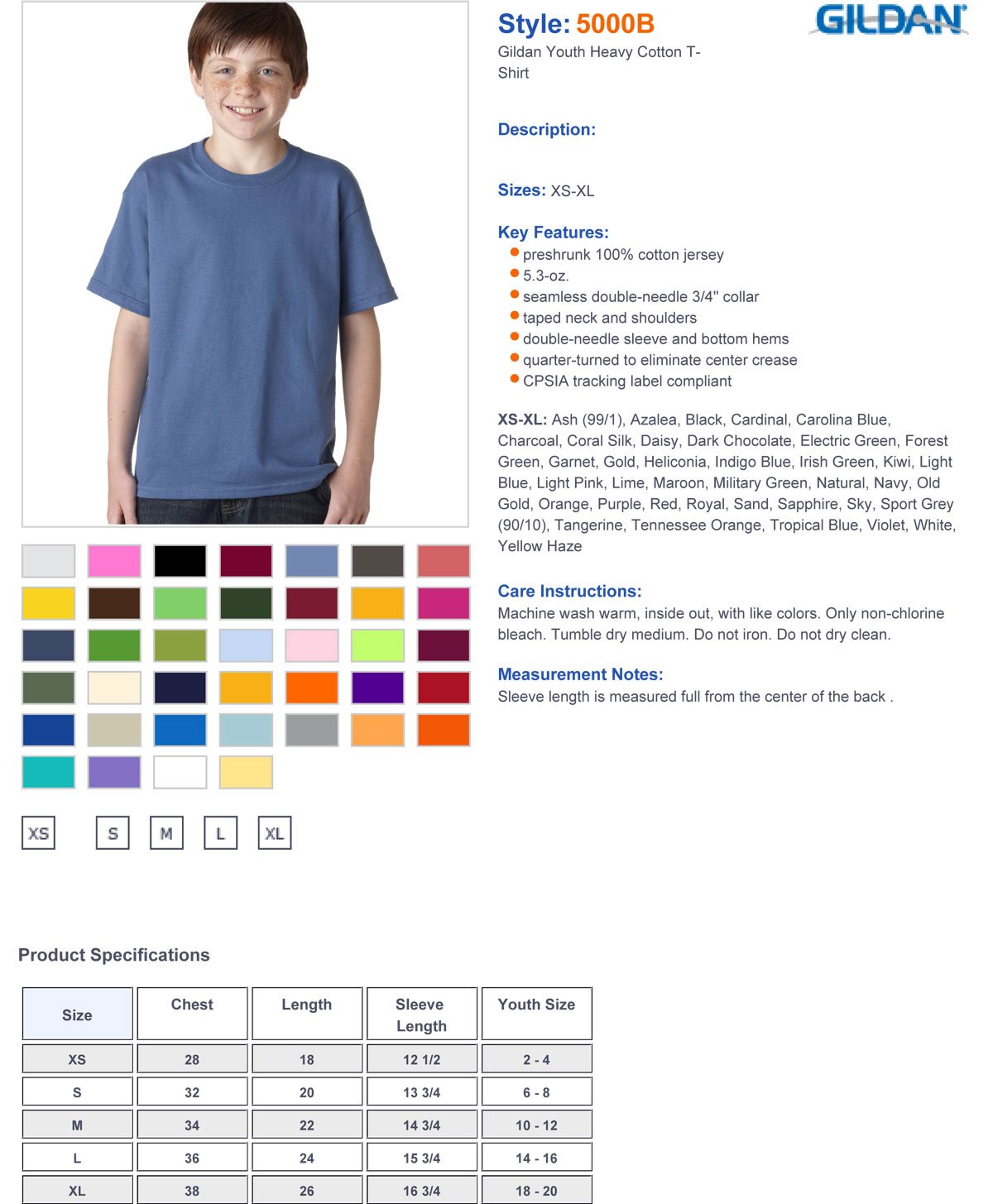 Gildan Youth 30 ml ciężki bawełniany T-shirt