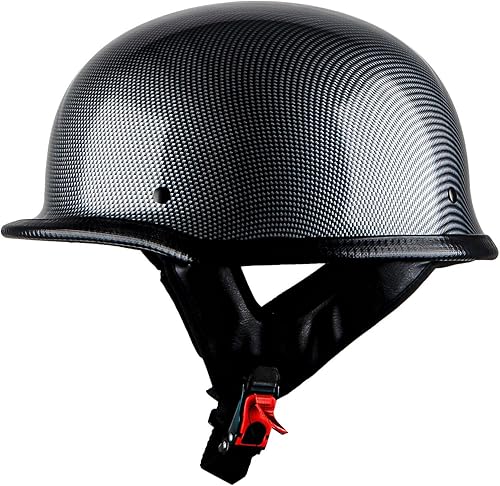 1Storm Casco de media cara para motocicleta, estilo alemán abierto, aprobado por DOT HKY602 Fiber Black