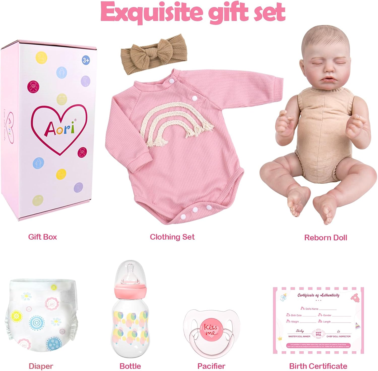 Aori Reborn Baby Dolls Realistic - 20-inch Lifelike Newborn Sleeping Girl with Ultra-Realistic Handcrafted Details, Weighted Real Life Baby Doll for Girls Age 3+, Parents, Elderly