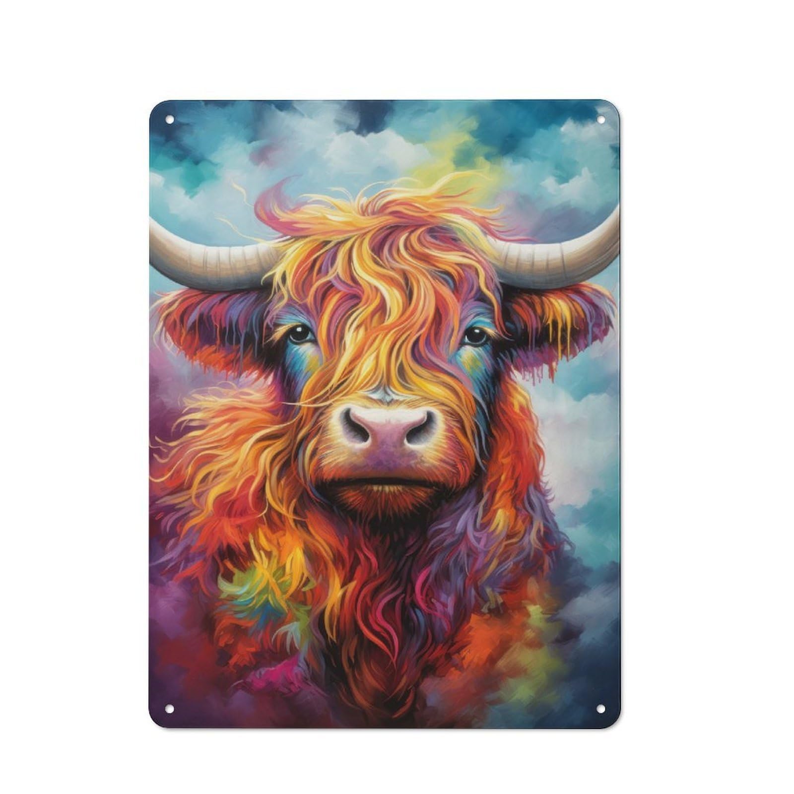 Junmoney Style-6 Smart Tin Sign 40X30cm Featuring Colorful Highlander, Office Wall Decor For Workspace, Cafe, Shop Or Desk Area