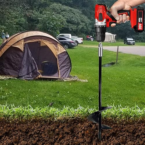 Miniatura 7 de Anclaje de tierra de 18 pulgadas, hoja en espiral de 18 pulgadas, paquete de 8 ganchos de anclaje de metal resistente, estacas de viento negras,