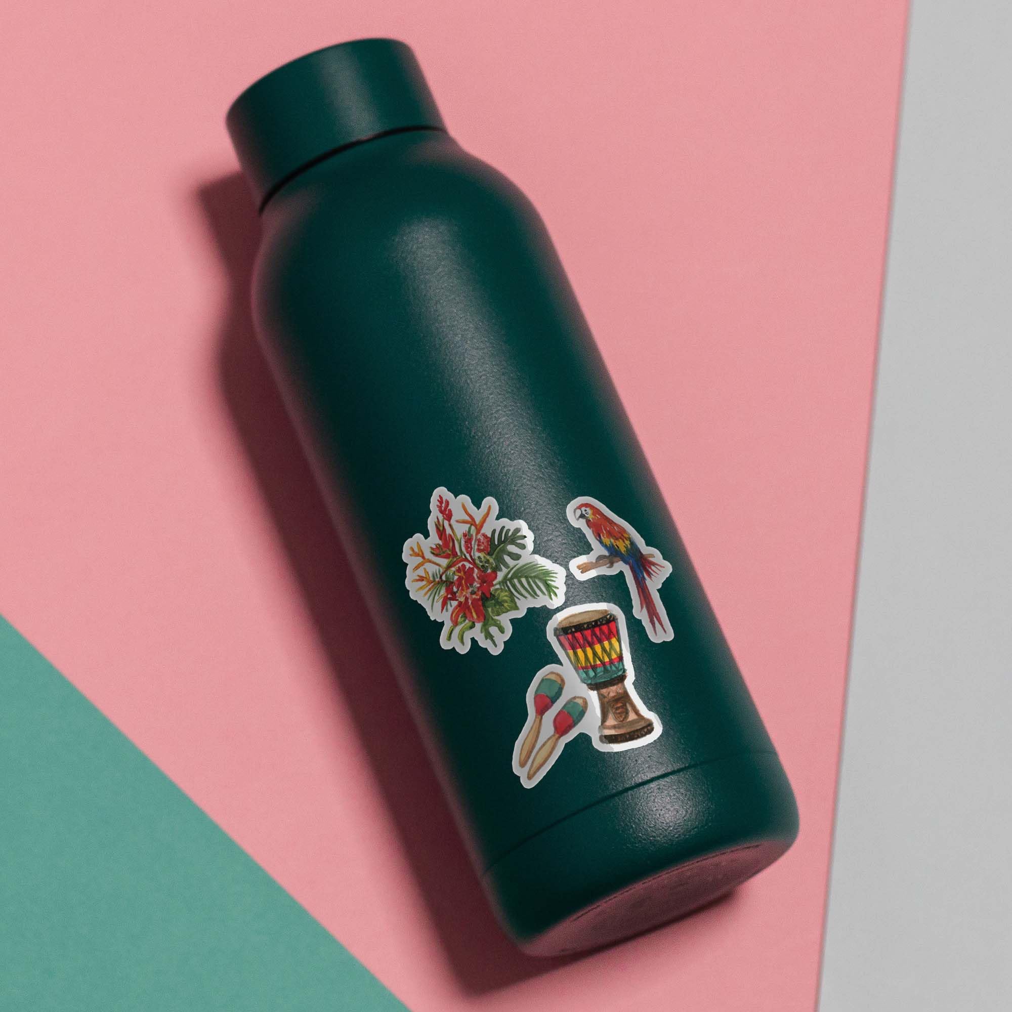 Navy Peony Caribbean Paradise Travel Stickers (31pcs) - Watercolor, Waterproof Tropical Cruise Decals for Journals, Scrapbooks, Water Bottle, Suitcase - Image 7