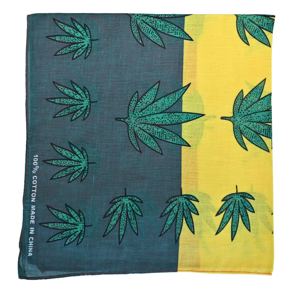 The Tie Company Unisex Yellow Grey Green Paisley Psychedelic Dye Bandana Headband Funky Scarf Head Wrap - Leaf