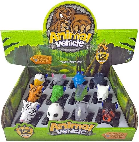 Miniatura 7 de Liberty Imports Paquete de 12 autos de juguete de animales grandes, juguetes de carreras de juguete de animales grandes, regalos de fiesta, juego