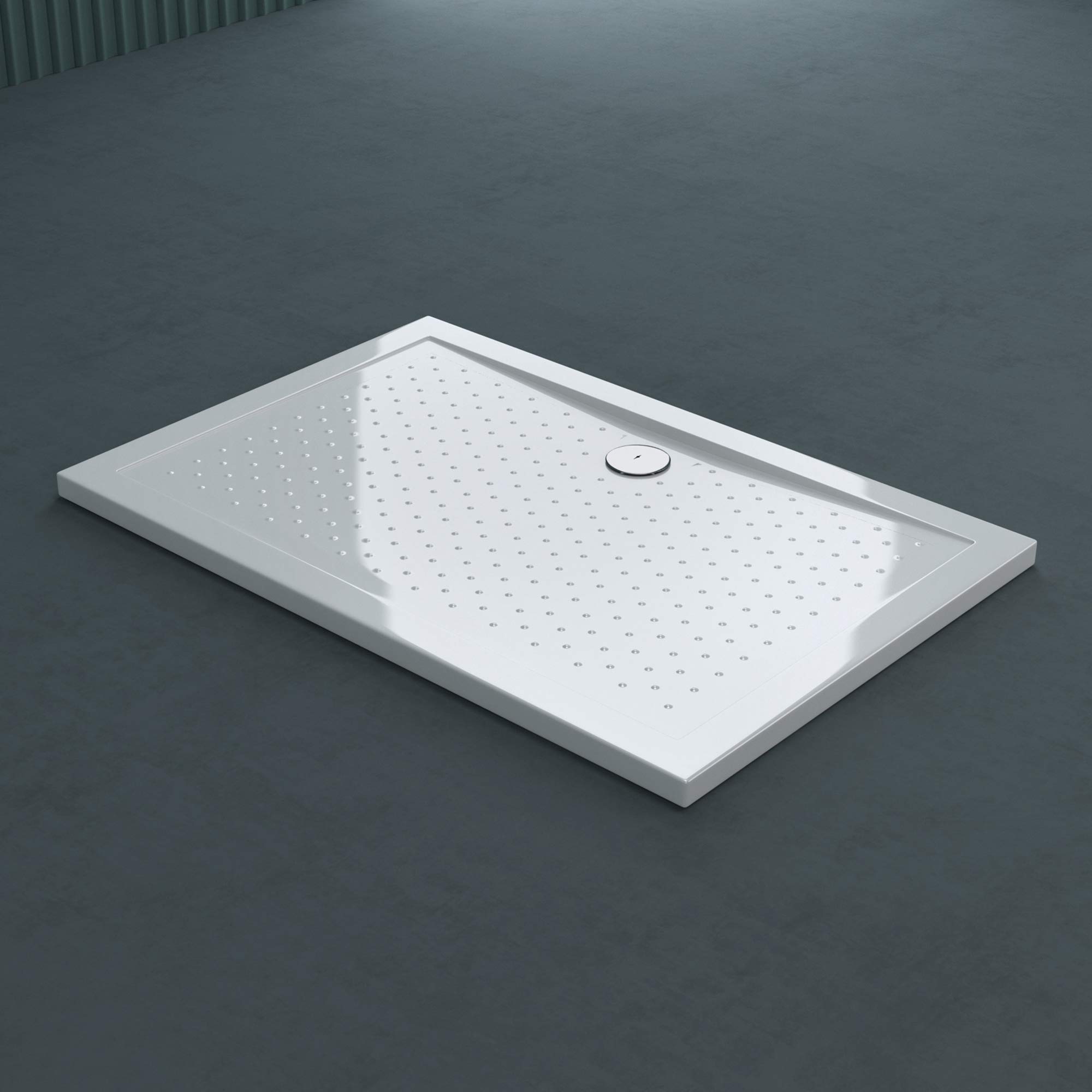 doporro Piatto Doccia Rettangolare 80x120x4 cm con Scarico Incluso e Bordo | Acrilico, Colore Bianco, Superficie Antiscivolo, Bordo Perimetrale su 4 Lati, Piletta di Scarico Inclusa, Design Ultrasottile