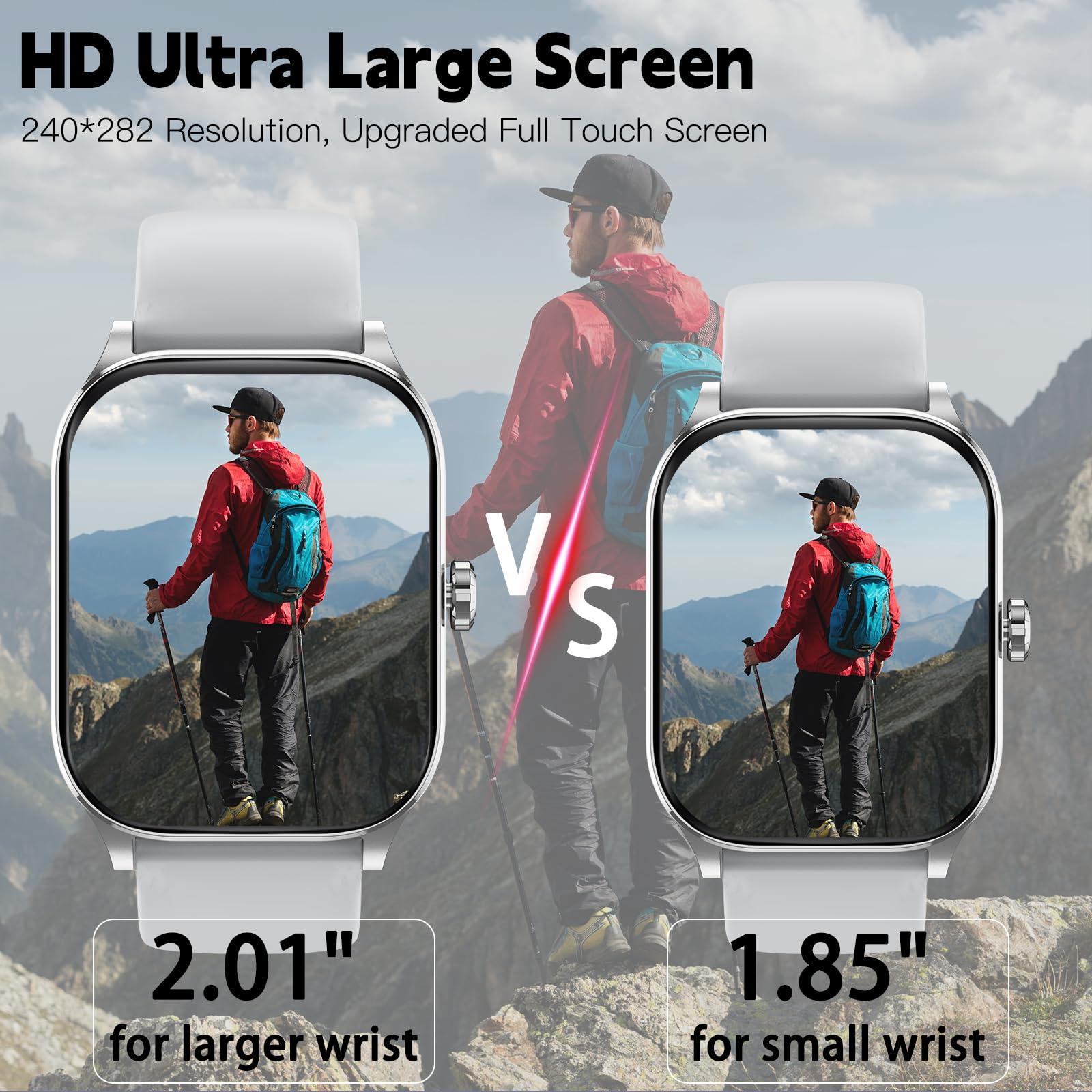 Smart Watch for Women Men with Text and Call, 2025 New AI Smartwatches with Heart Rate/SpO2/Sleep/Stress Monitor, 100+ Sports Modes, Fitness Watches Compatible with Android/iOS (Silver, 1.85 inches)