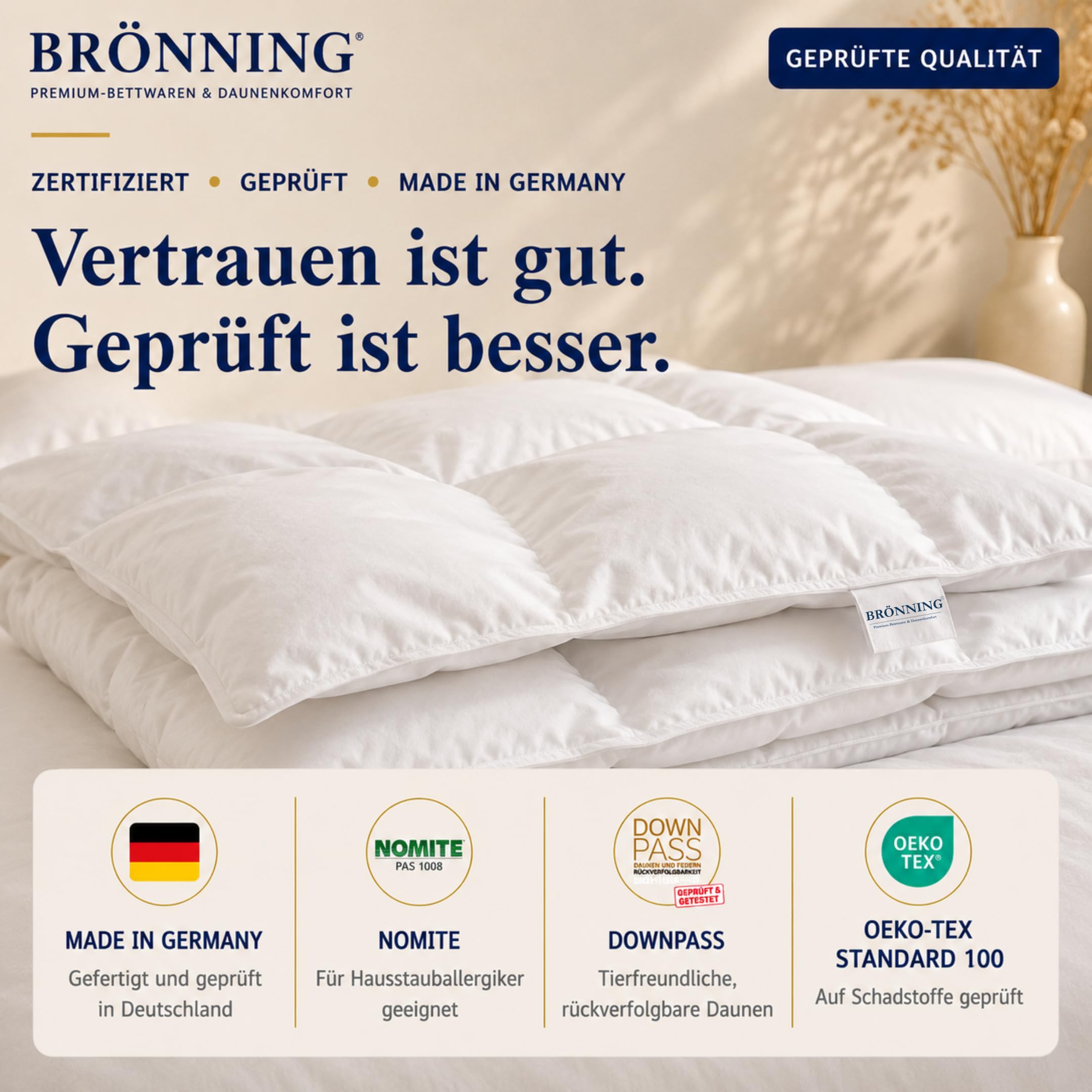 Bettdecke 220x240 Ganzjahr- 90% Daunen - Made in Germany Daunendecke