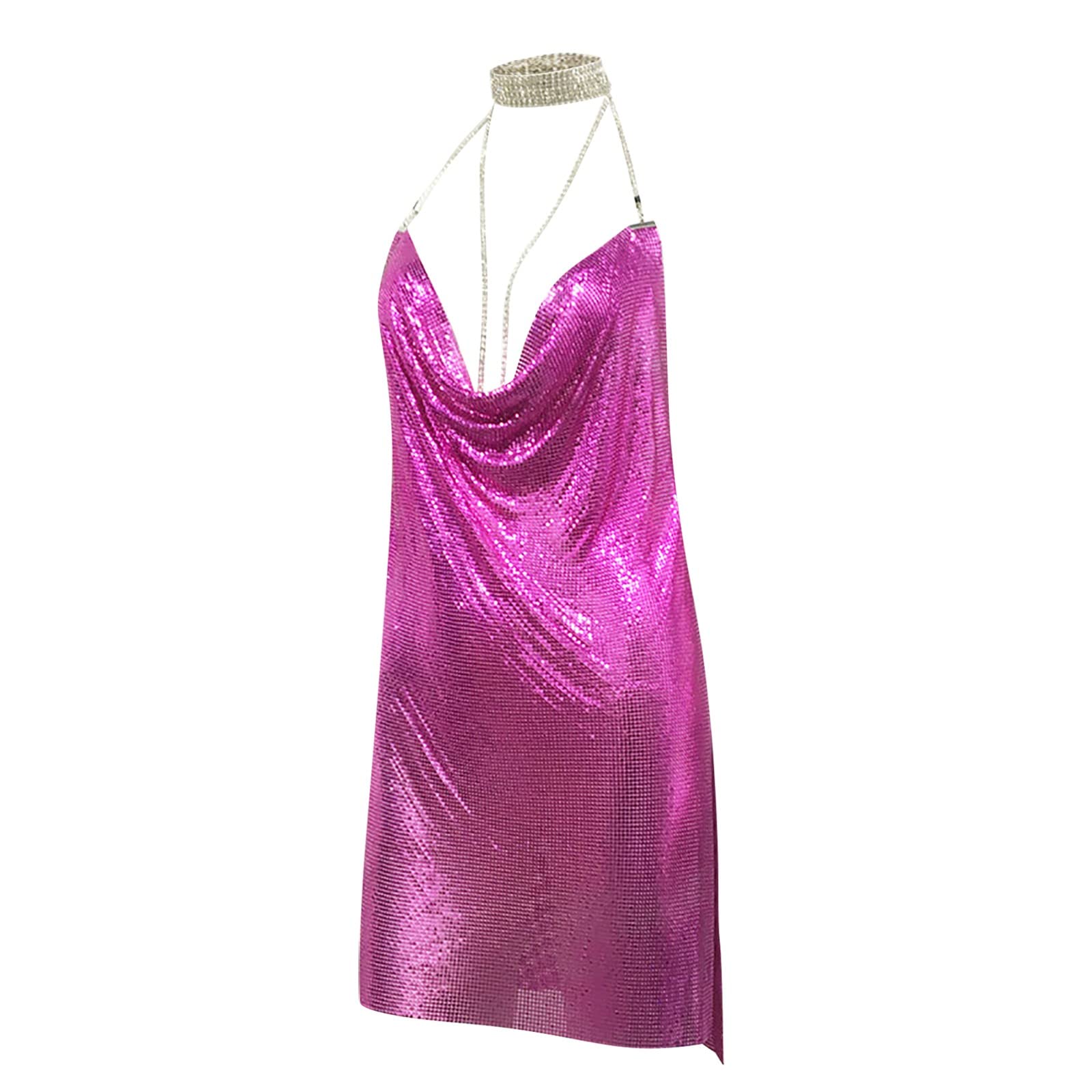 Generisch Glitzer Kleid Damen, Paillettenkleid Glitzer Kleider Elegant Brautjung Partykleid Frauen V-Ausschnitt Langärmelige Glitzerkleid Weihnachtskleid Sexy Pailletten Kleid Club