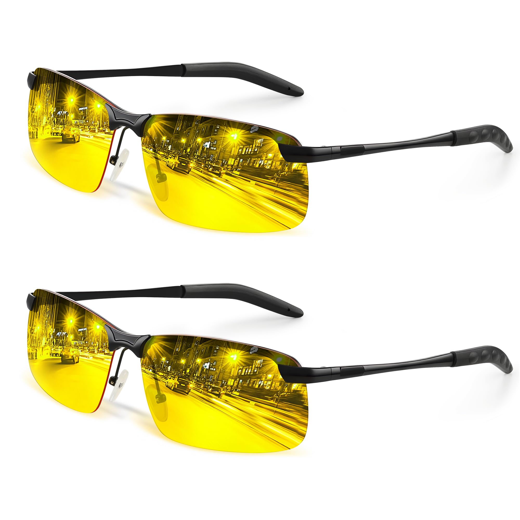 Night Driving Glasses For Men Night Vision Glasses Anti Glare Glasses Night Driving - Polarized Night Vision Glasses - Anti Headlight Glare For Commute & Long Drives