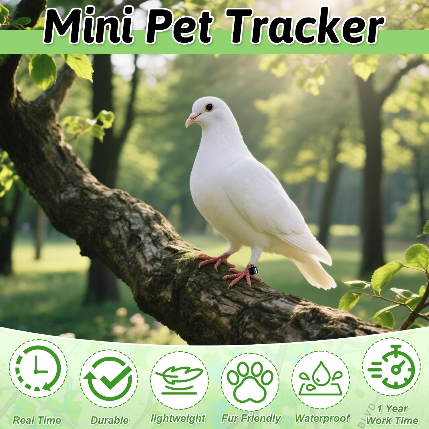 Dog GPS Tracker, GPS Collar Cat Tracker, Compatible with iOS & Android, No Extra Cost, for Pets, Vehicles, Keys and Luggage - 4