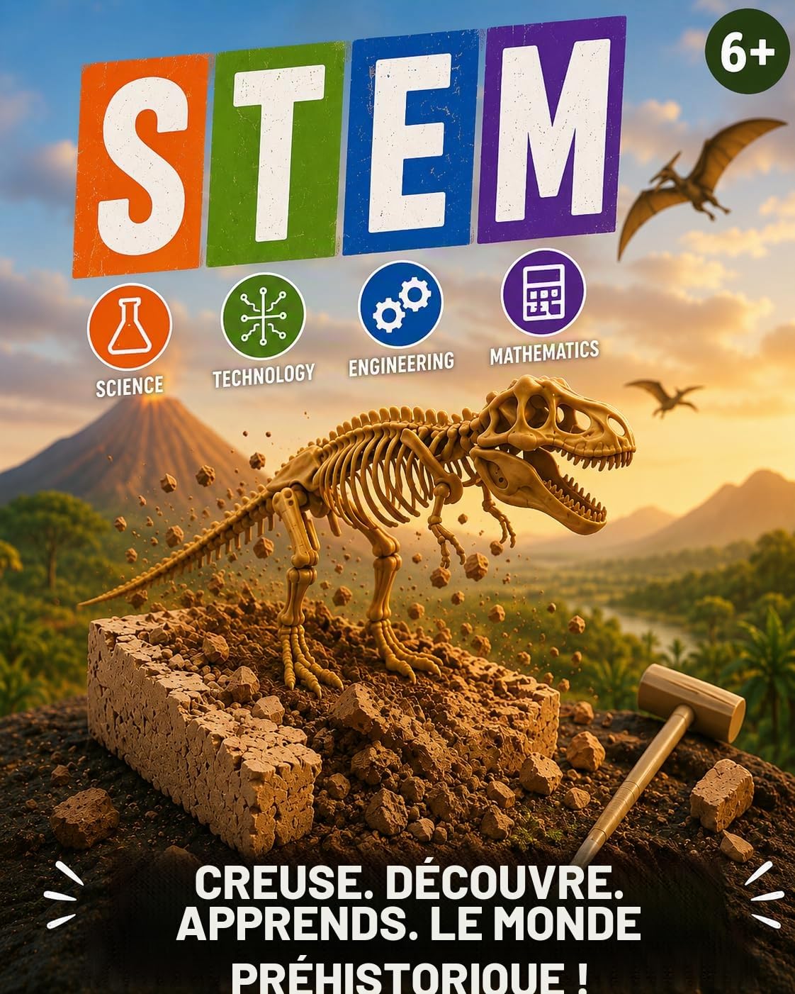 Science4you Dinosaure T-Rex Kit de Fouille pour Enfants +6 Ans - Excaver et Assembler Fossiles, Jeu d'Archéologie