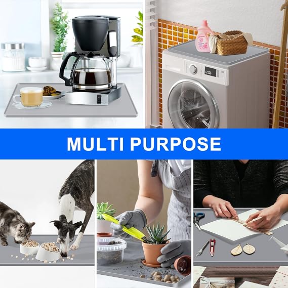 Silicone Mini Fridge Mat, Drip Pan Protctor Mat Under Washing Machine &Refrigerator Freezer for Protecting Carpet and Floor,Heavy Duty Waterproof Top Protector Pad for Laundry & Kitchen,Under Sink