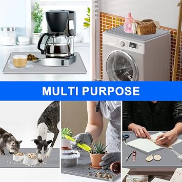 Silicone Mini Fridge Mat, Drip Pan Protctor Mat Under Washing Machine &Refrigerator Freezer for Protecting Carpet and Floor,Heavy Duty Waterproof Top Protector Pad for Laundry & Kitchen,Under Sink