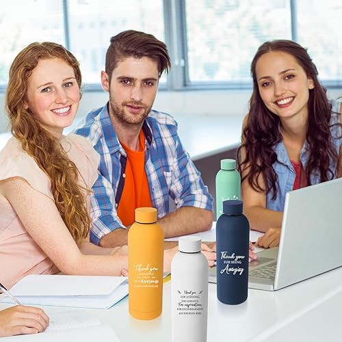 Miniatura 6 de Bokon 10 piezas de regalos de agradecimiento para empleados, botella de agua esmerilada de acero inoxidable de 17 onzas, botella de agua inspiradora
