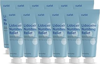 Curist 5% Lidocaine Cream Topical Pain Cream - (6 oz Tube, Pack of 12) XL Tube - Numb Skin Quickly & Effectively with 5% Lidocaine Numbing Cream (12 Pack - 72 oz Total)