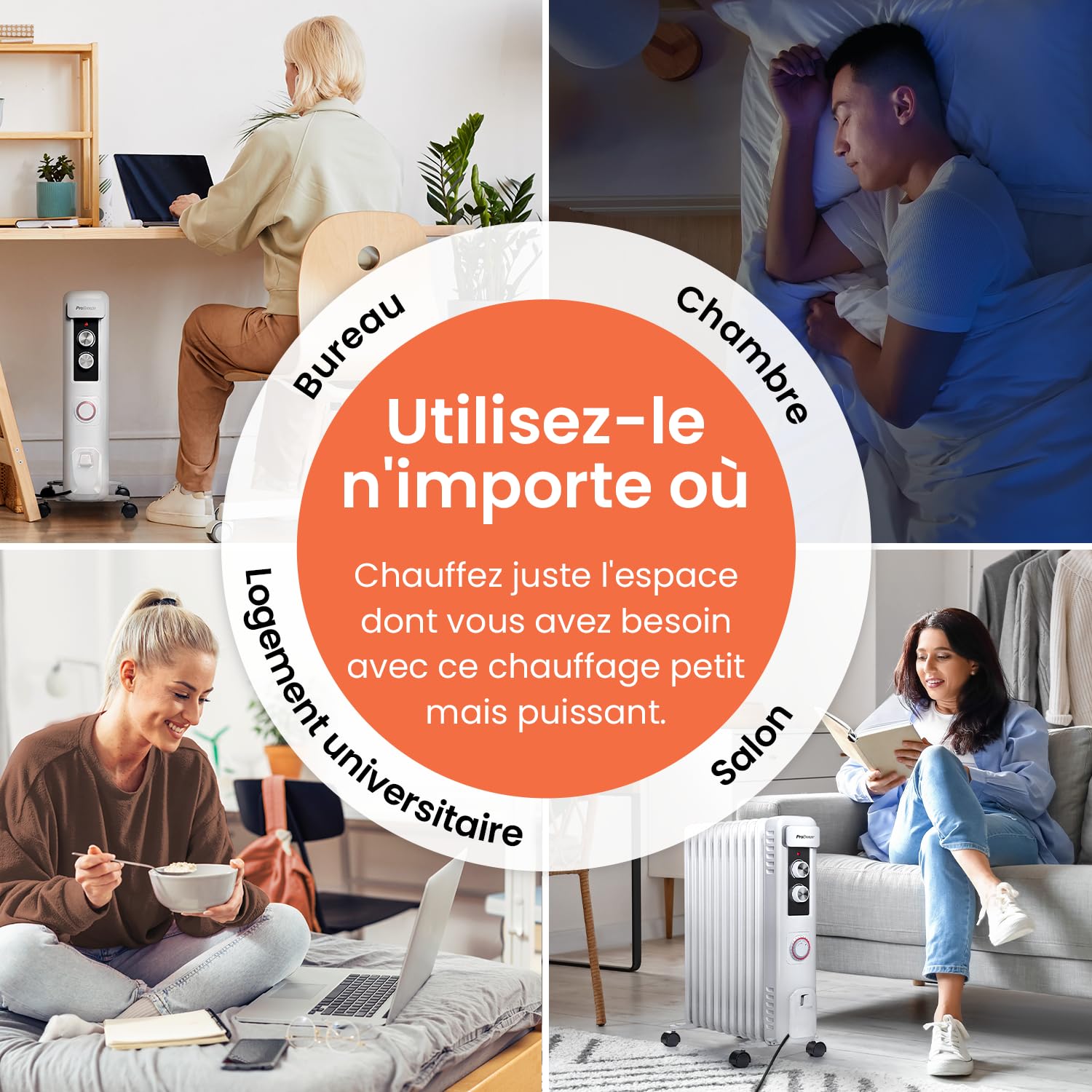 Pro Breeze Radiateur bain d'huile 2500W, 11 éléments - Radiateur électrique mobile - Chauffage avec Minuterie 24 heures intégrée, 3 niveaux de chaleur, thermostat réglable, arrêt de sécurité