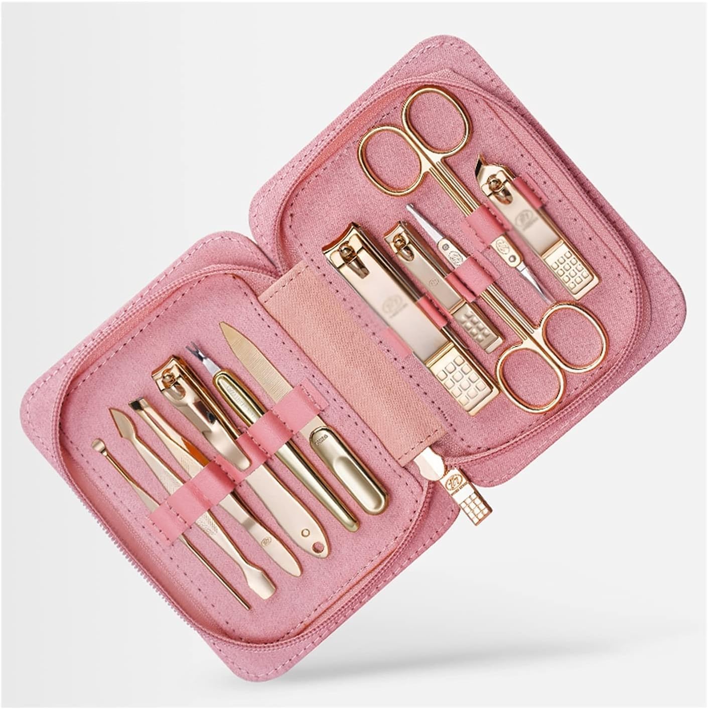 Roestvrijstalen manicure kit draagbare nagelverzorgingsgereedschap met lederen reiskas 11 stuks nagelklipper set ergonomische pedicure kit