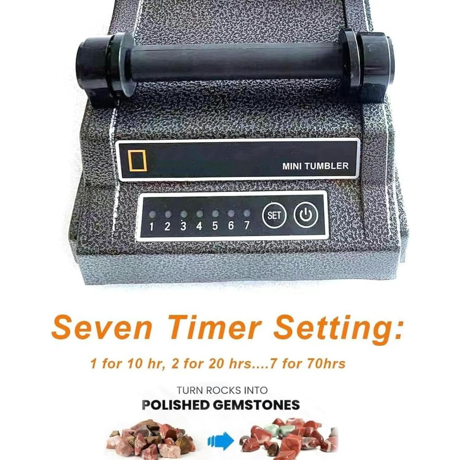 Polisseuse électrique avec minuterie et capacité de 2 kg, double essieu pour polissage professionnel de la pierre et du cristal