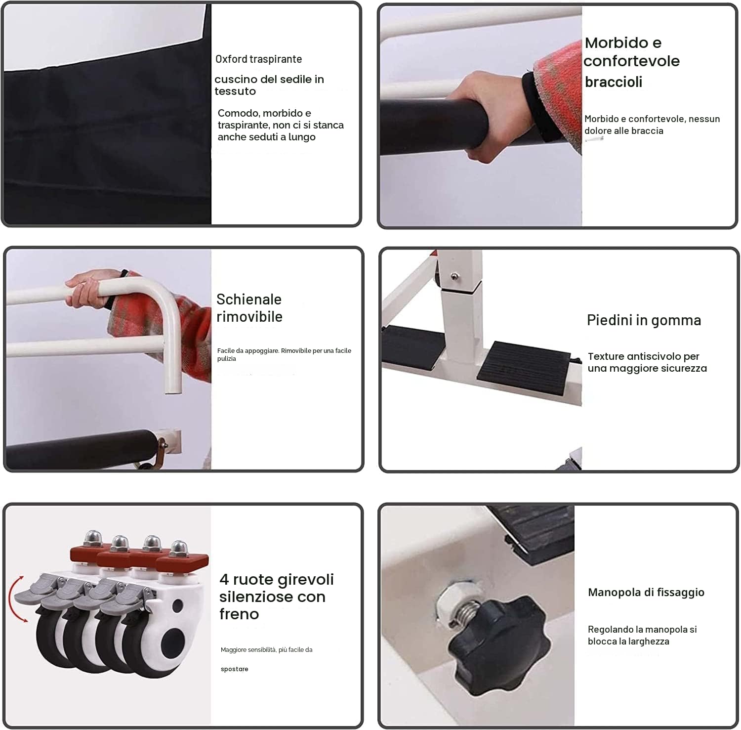 Sollevapazienti Manuale con Altezza Regolabile | Sollevatore Portatile con Imbracatura | Sedia da Trasferimento per Disabili e Anziani, Uso Domestico e in Auto