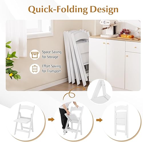 Miniatura 6 de Giantex Sillas plegables con asiento acolchado, marco de resina para todo tipo de clima, capacidad estática de 1100 libras, asiento comercial ligero