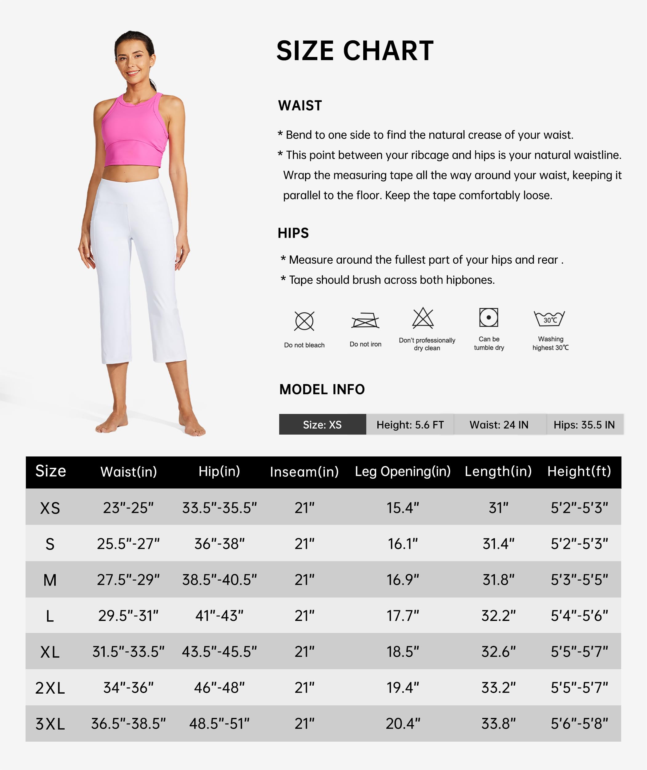 Willit Pantacourt de yoga taille haute pour femme - Legging court jambe droite - Capris d'entraînement athlétique - 53,3 cm