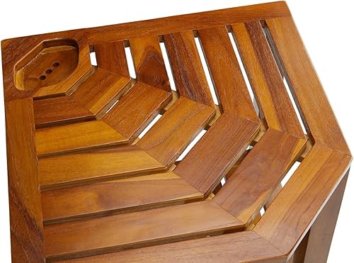 Miniatura 6 de TeakCraft Banco de ducha esquinero de teca con cesta de 17.5 pulgadas, totalmente montado