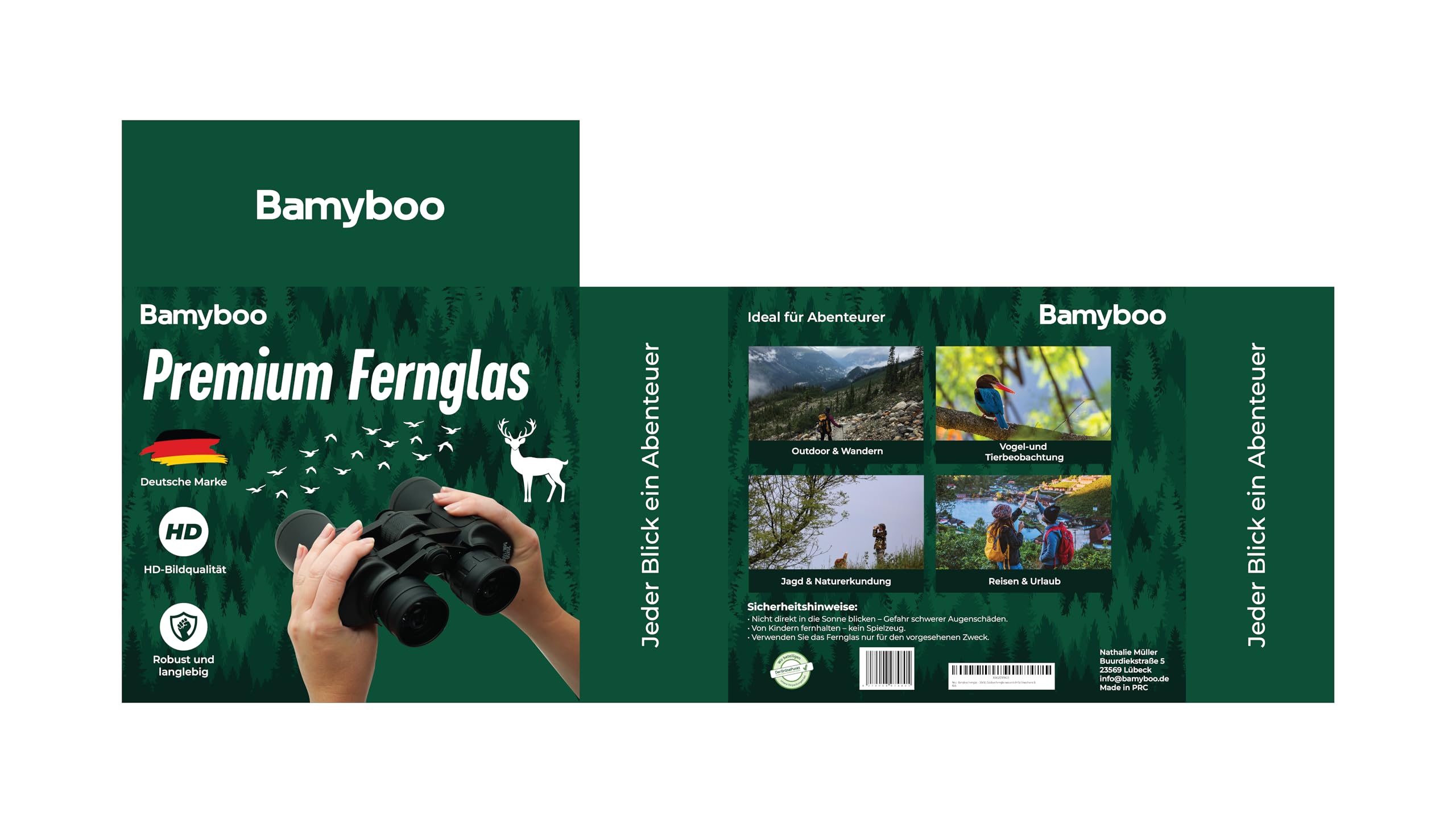 Fernglas – 20x50, Outdoor Fernglas wasserdicht für Erwachsene & Kids