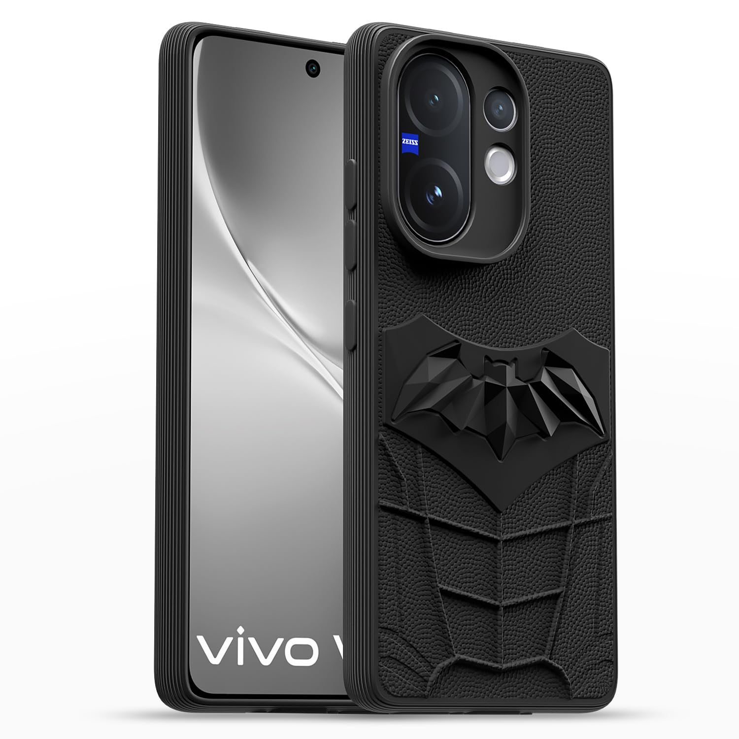 Amazon Basics Back Cover for Vivo V60 5G / Vivo T4 Pro 5G | 3D Silicon with Cloth | Shockproof | Stylish Bumper Case (Black)