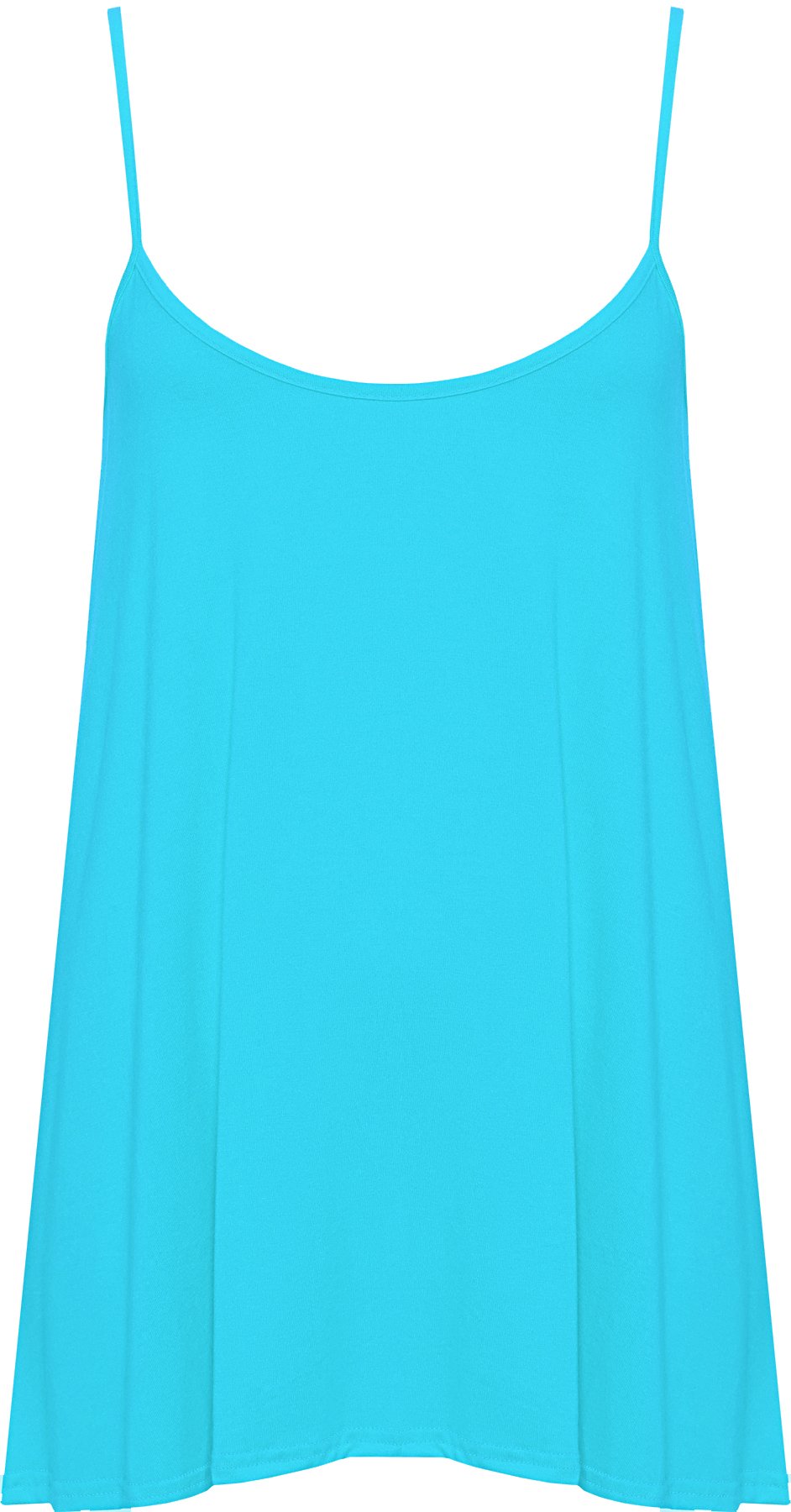 Wearall Women's Turquoise Plus Size Plain Strappy Sleeveless Swing Cami Vest Top - 20-22