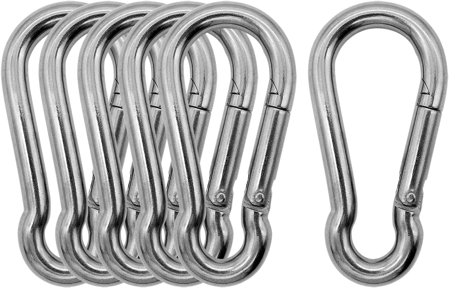 316 Stainless Steel Carabiner Set of Various Size 2"-3" Heavy Duty Rust Free in Seawater for Gym Garage Keychain Etc