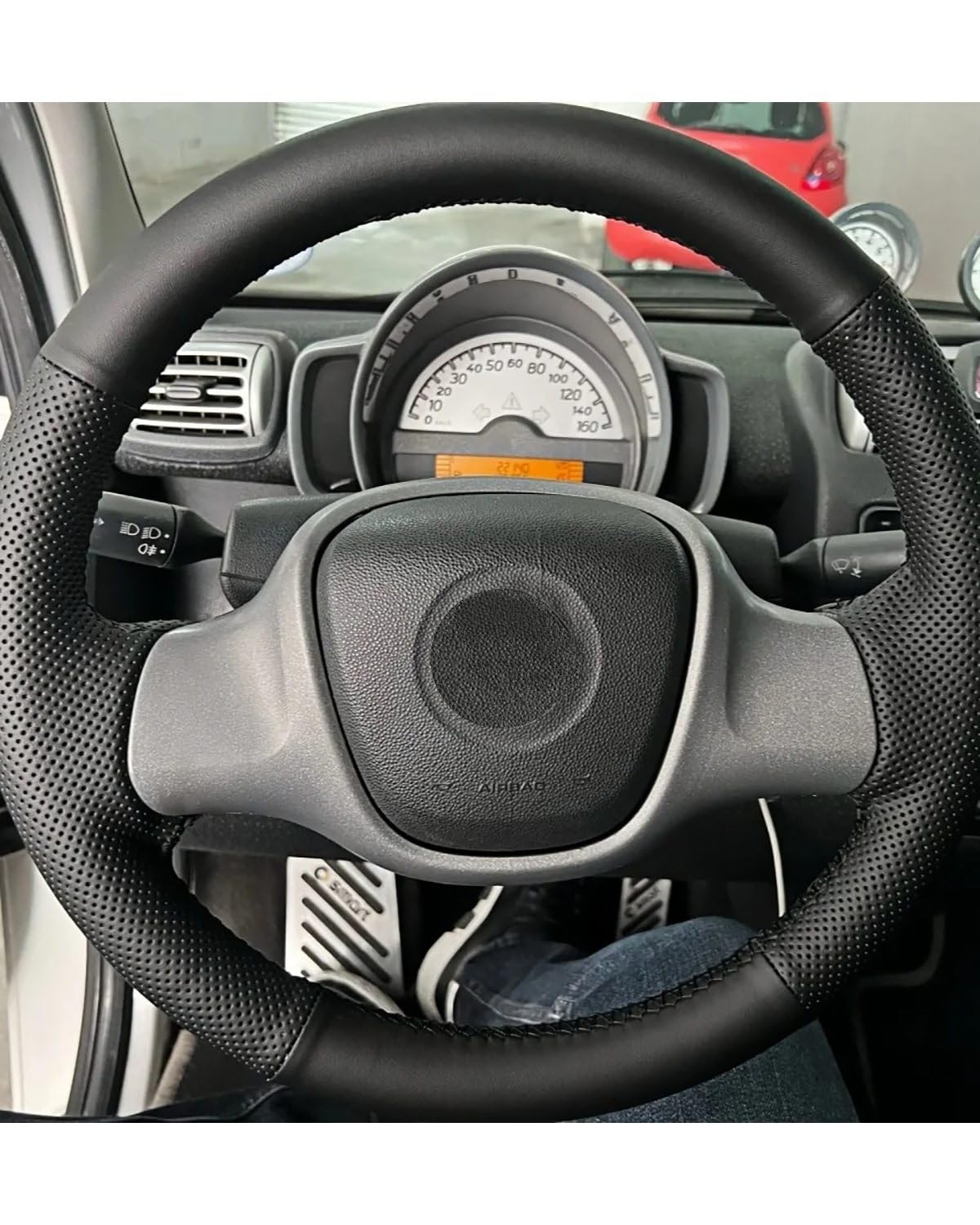 Coprivolante Auto Per Benz Per Smart 451 Fortwo 2009-2015 Coprivolante Per Auto In Microfibra Cucito A Mano, Colore Nero Coprivolante(3 Colors Thread)