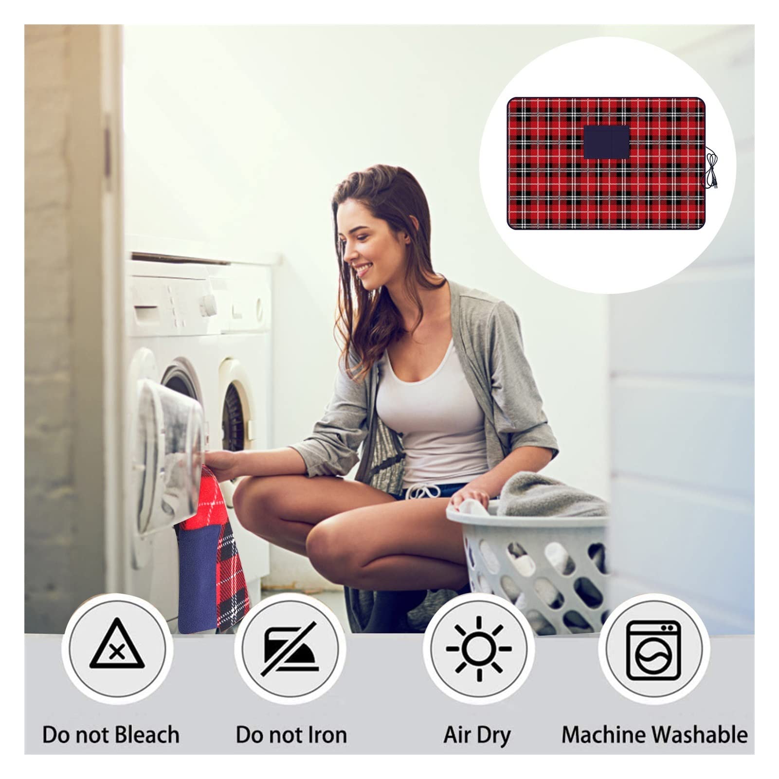 Koc elektryczny ogrzewany koc, można prać w pralce, ciepły koc ogrzewany przez USB podgrzewany koc z kieszeniami na sofę do samochodu sypialni, 80 x 59 cm, R1